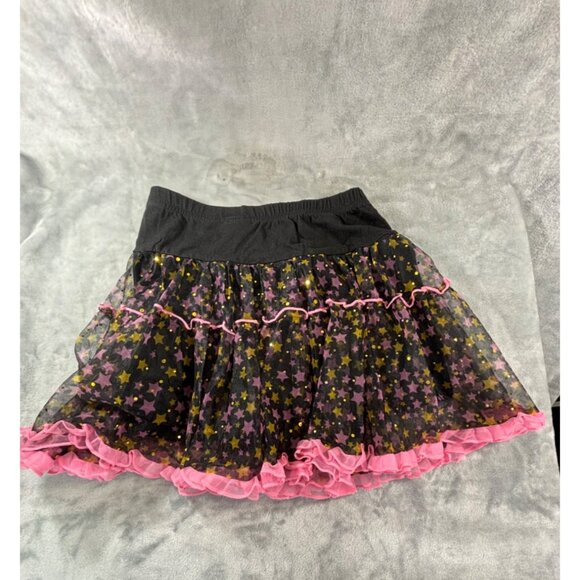 Hello Kitty Skirt Girl's Large 10/12 black, pink and gold ruffled skirt - Picture 6 of 8